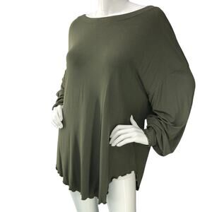 Free People Womens Size S Shimmy Shake Top Army Green Open Back Flowy BRAND NEW